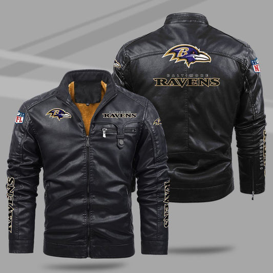 Baltimore Ravens NFL Teams Fleece Leather Jacket For All Season NH24