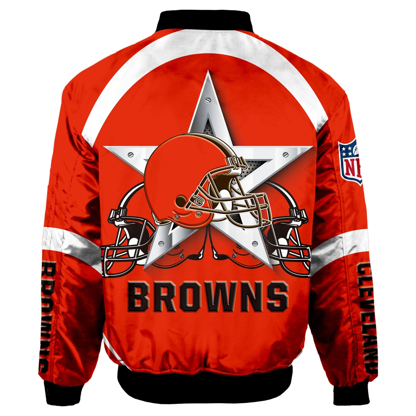 NFL Cleveland Browns Bomber Jacket Graphic Football Player Running NH24