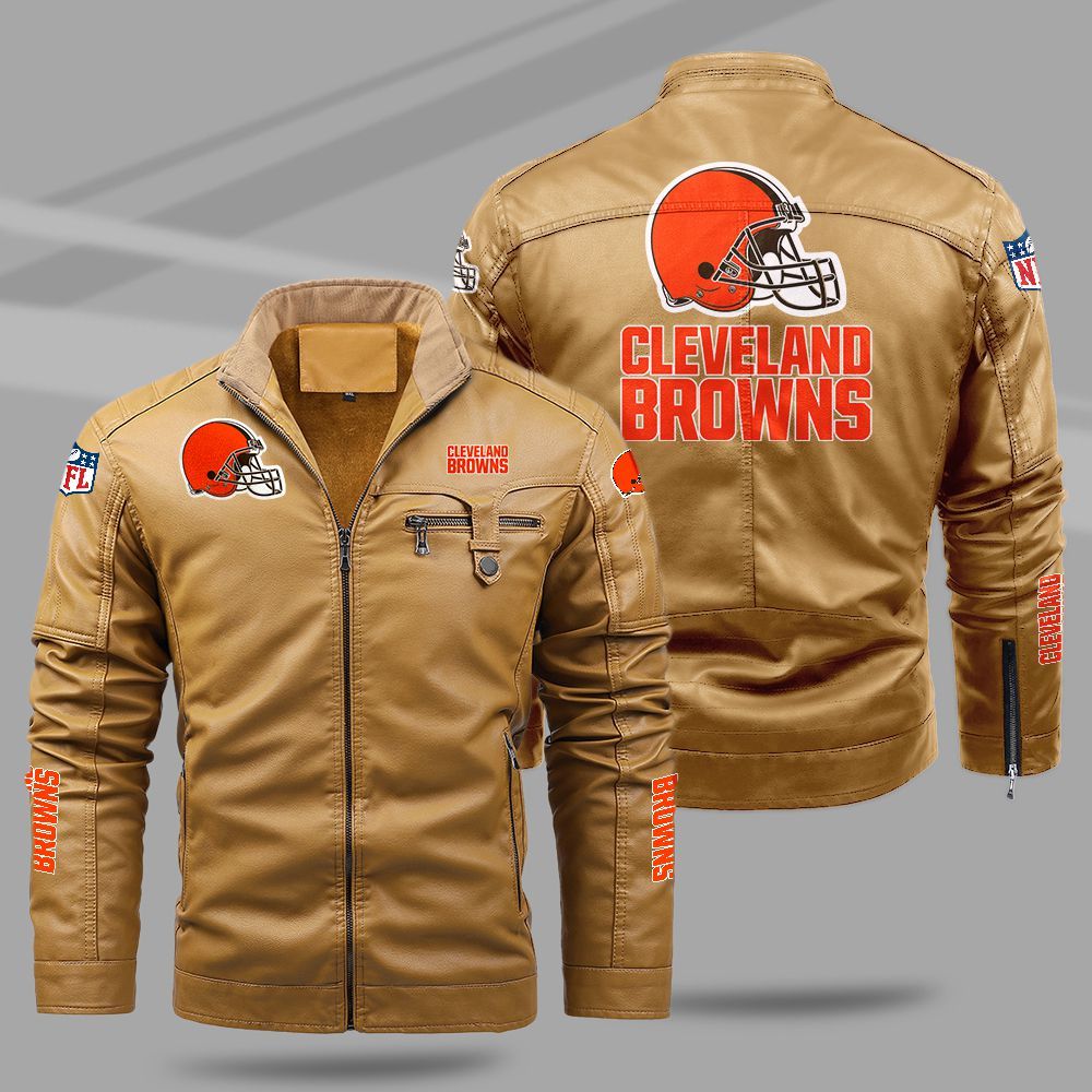 Cleveland Browns NFL Teams Fleece Leather Jacket For All Season NH24