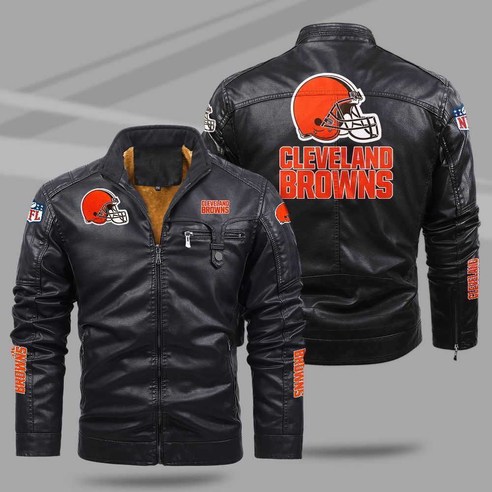 Cleveland Browns NFL Teams Fleece Leather Jacket For All Season NH24