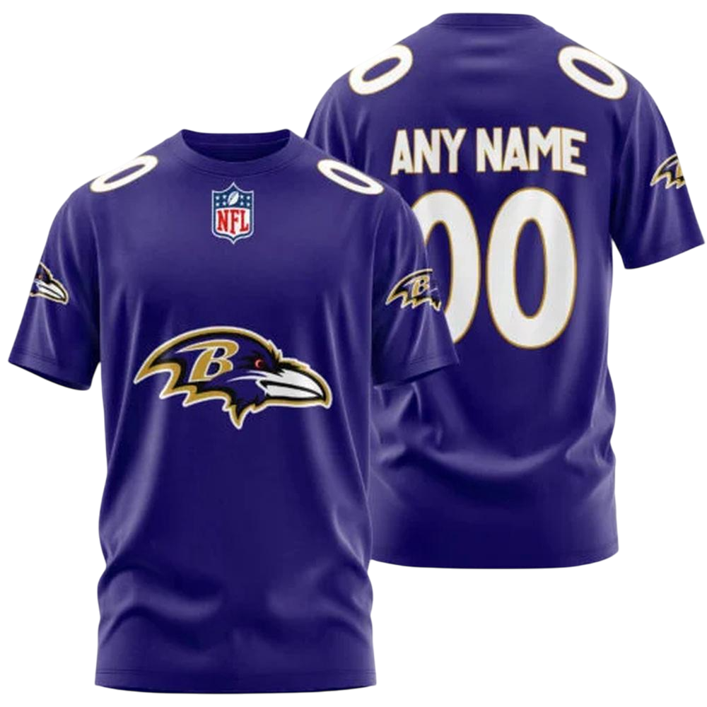 Baltimore Ravens Custom T-Shirt – Add Your Name & Number NH24