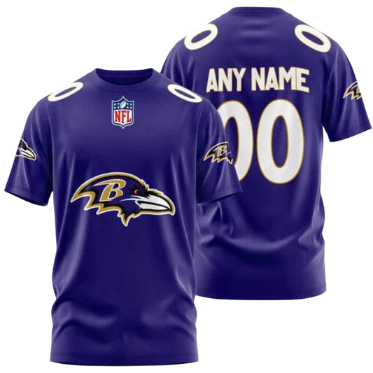 Baltimore Ravens Custom T-Shirt – Add Your Name & Number NH24
