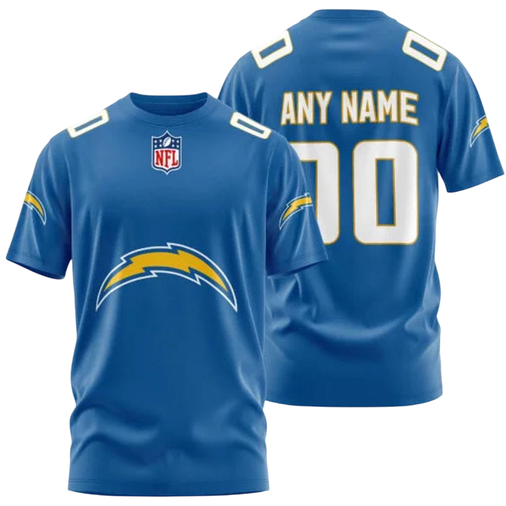 Los Angeles Chargers Custom T-Shirt – Add Your Name & Number NH24