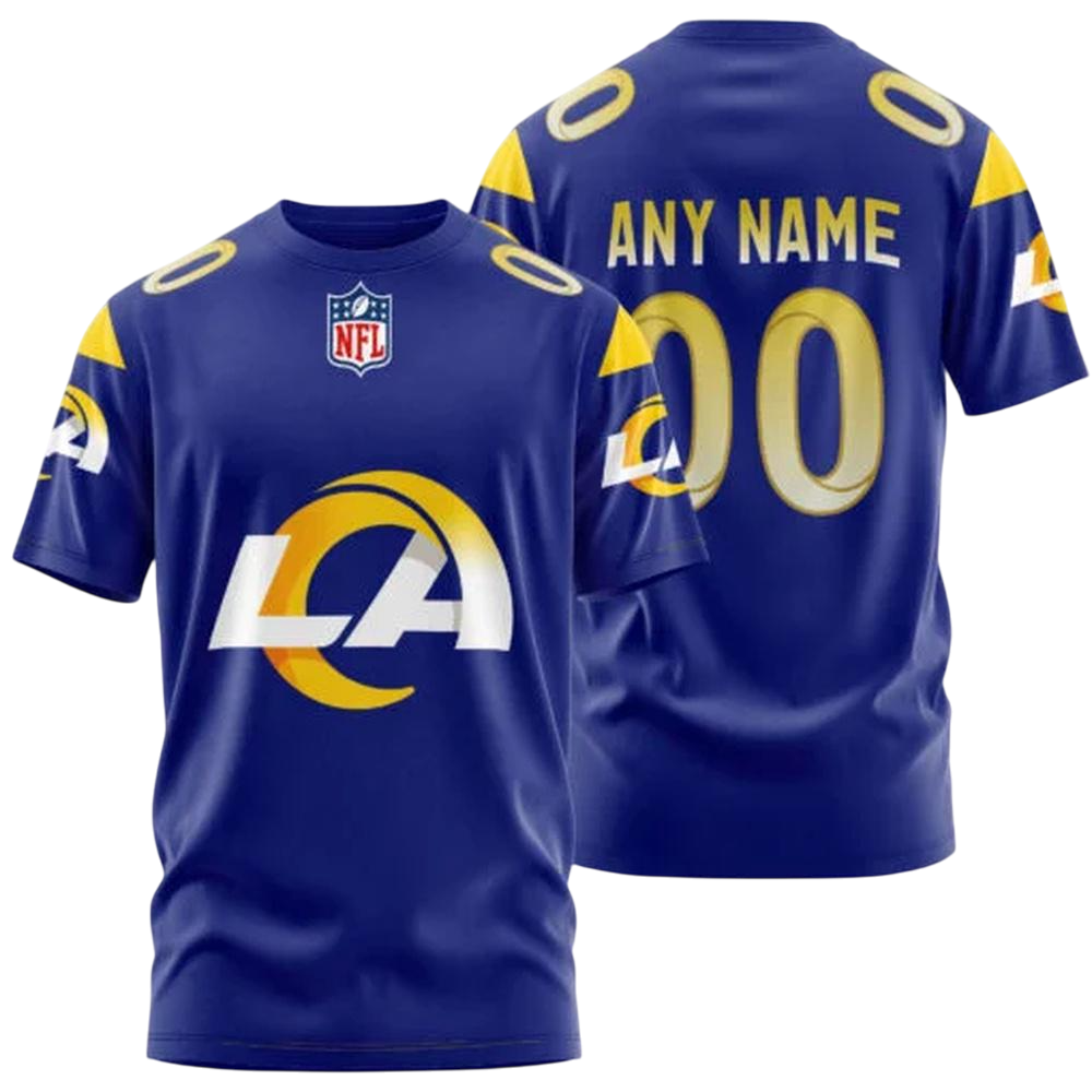 Los Angeles Rams Custom T-Shirt – Add Your Name & Number NH24