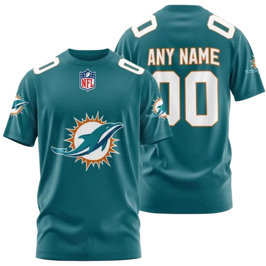 Miami Dolphins Custom T-Shirt – Add Your Name & Number NH24