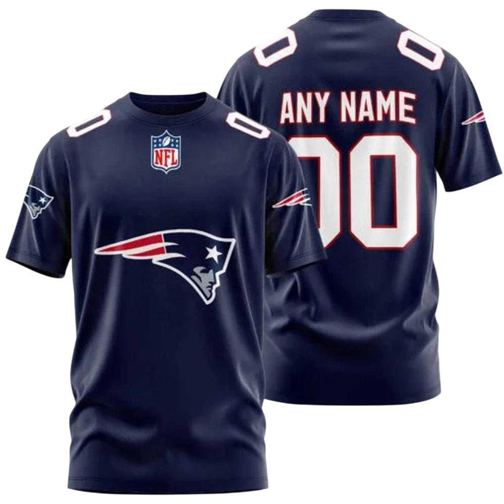 New England Patriots Custom T-Shirt – Add Your Name & Number NH24