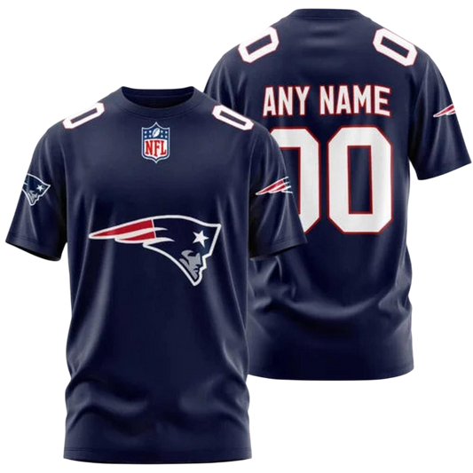 New England Patriots Custom T-Shirt – Add Your Name & Number NH24