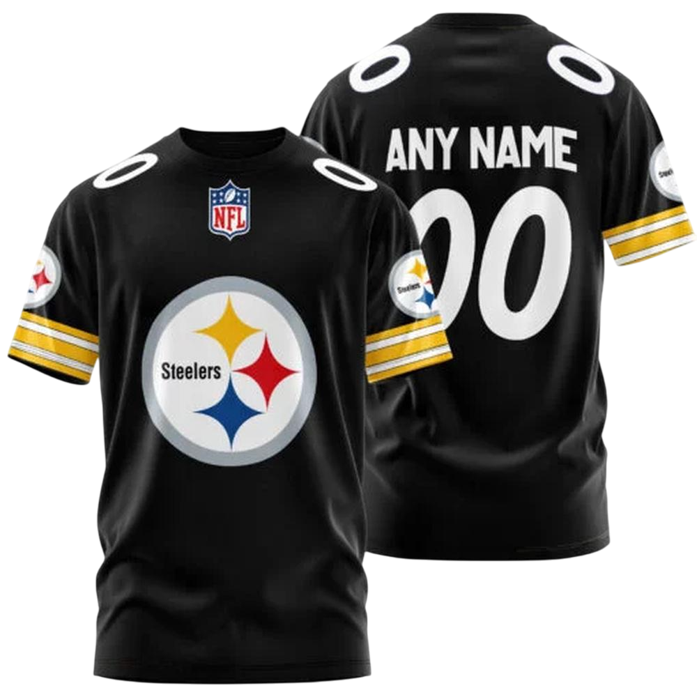Pittsburgh Steelers Custom T-Shirt – Add Your Name & Number NH24