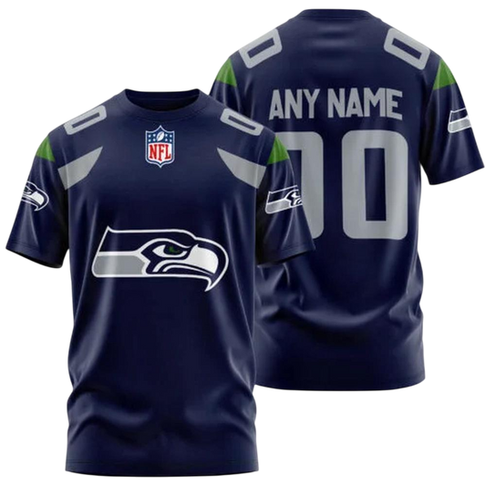 Seattle Seahawks Custom T-Shirt – Add Your Name & Number NH24