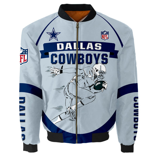 NFL Dallas Cowboys Bomber Jacket Graphic Football Player Running NH24
