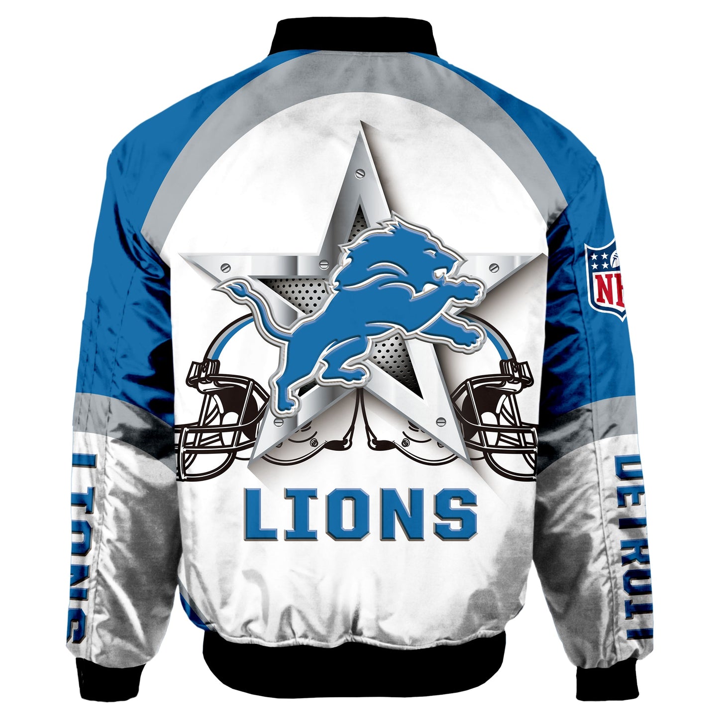 NFL Detroit Lions Bomber Jacket Graphic Football Player Running NH24