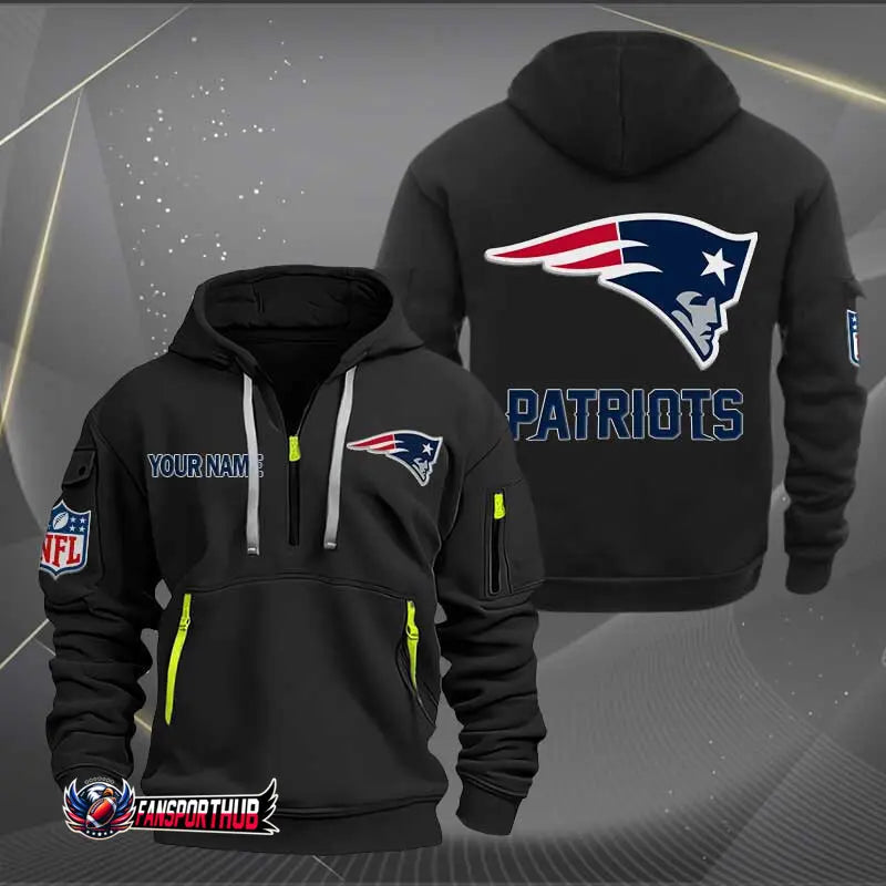New England Patriots New Personalized Quarter Men's Hoodie NH24
