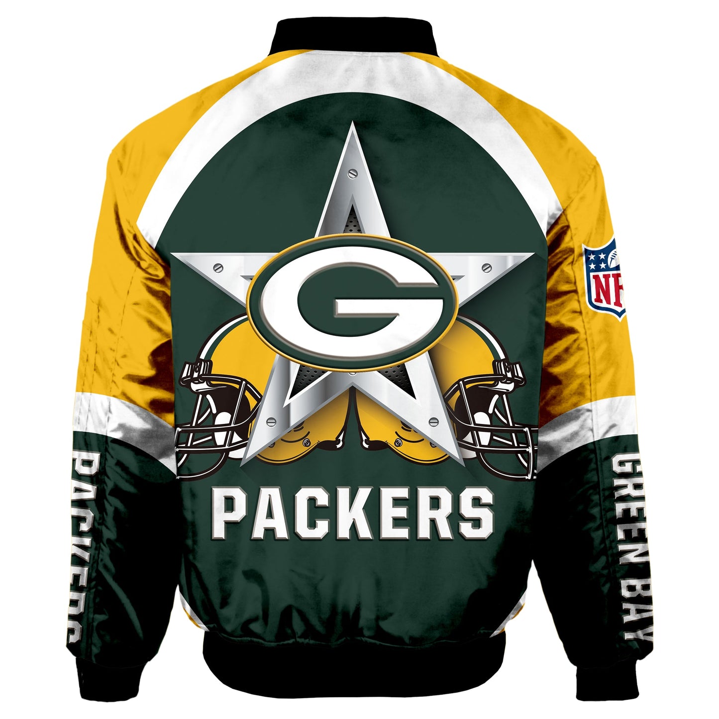 NFL Green Bay Packers Bomber Jacket Graphic Football Player Running NH24