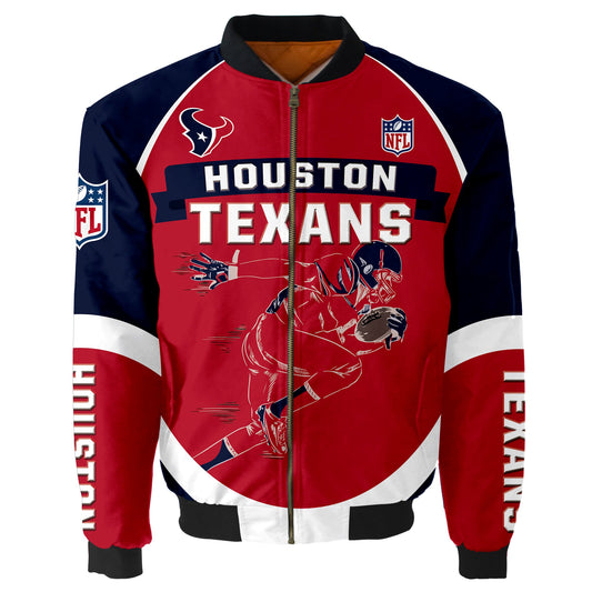NFL Houston Texans Bomber Jacket Graphic Football Player Running NH24