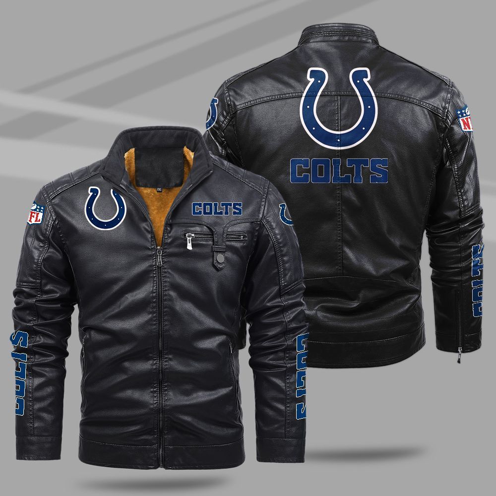 Indianapolis Colts NFL Teams Fleece Leather Jacket For All Season NH24