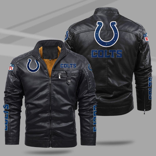Indianapolis Colts NFL Teams Fleece Leather Jacket For All Season NH24