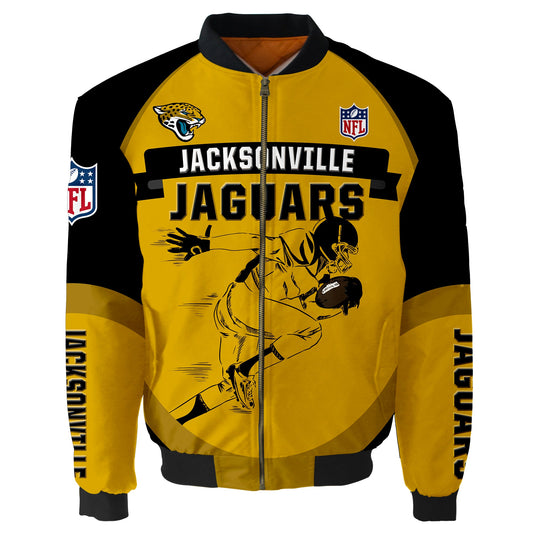 NFL Jacksonville Jaguars Bomber Jacket Graphic Football Player Running NH24