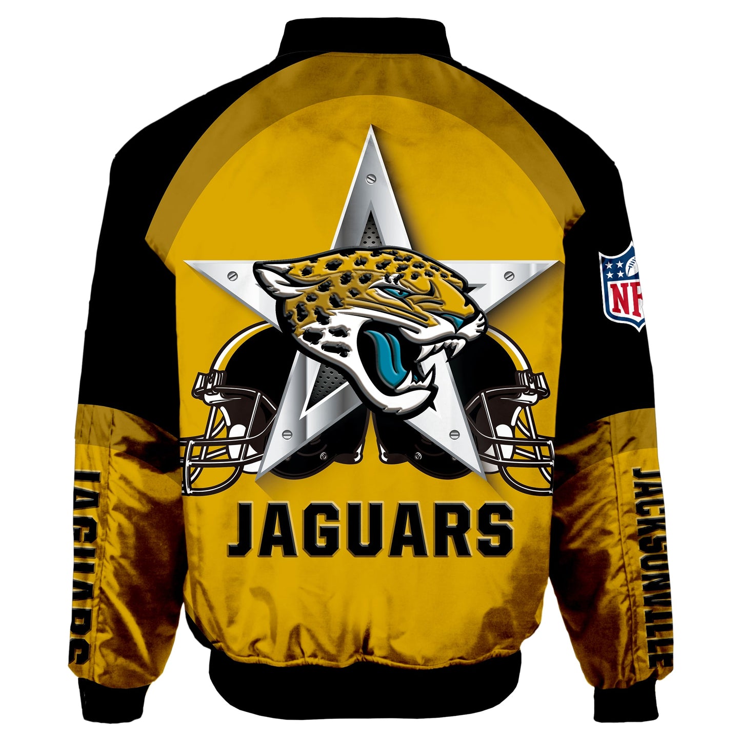 NFL Jacksonville Jaguars Bomber Jacket Graphic Football Player Running NH24