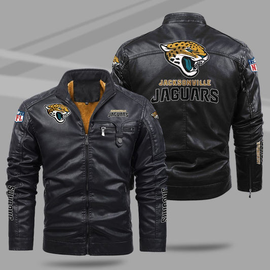 Jacksonville Jaguars NFL Teams Fleece Leather Jacket For All Season NH24