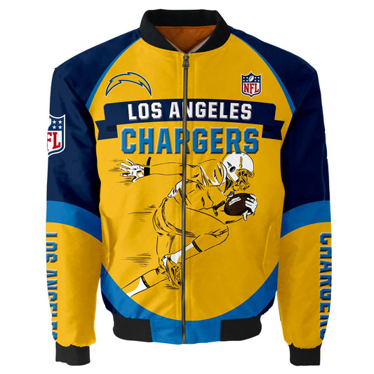 NFL Los Angeles Chargers Bomber Jacket Graphic Football Player Running NH24