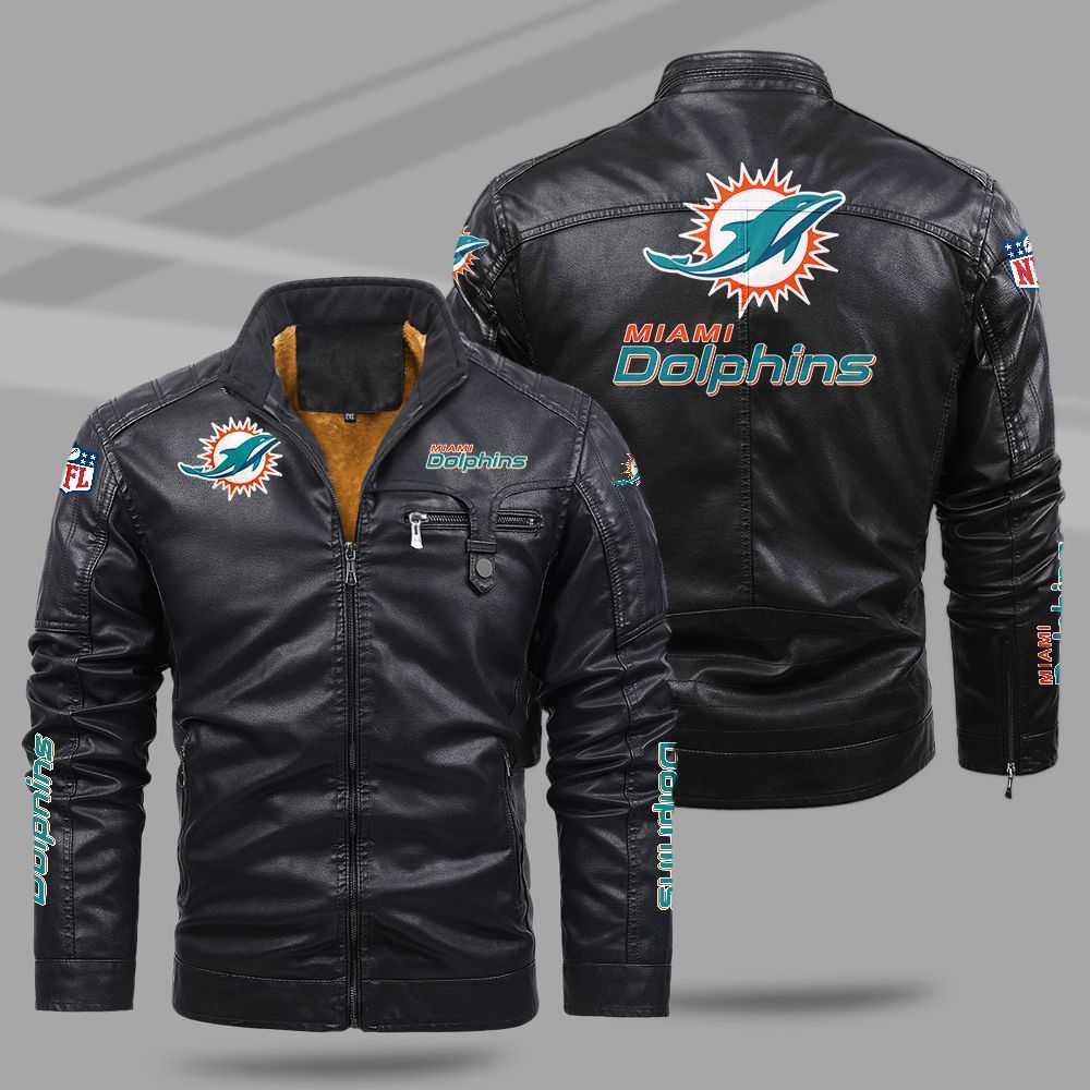 Miami Dolphins NFL Teams Fleece Leather Jacket For All Season NH24