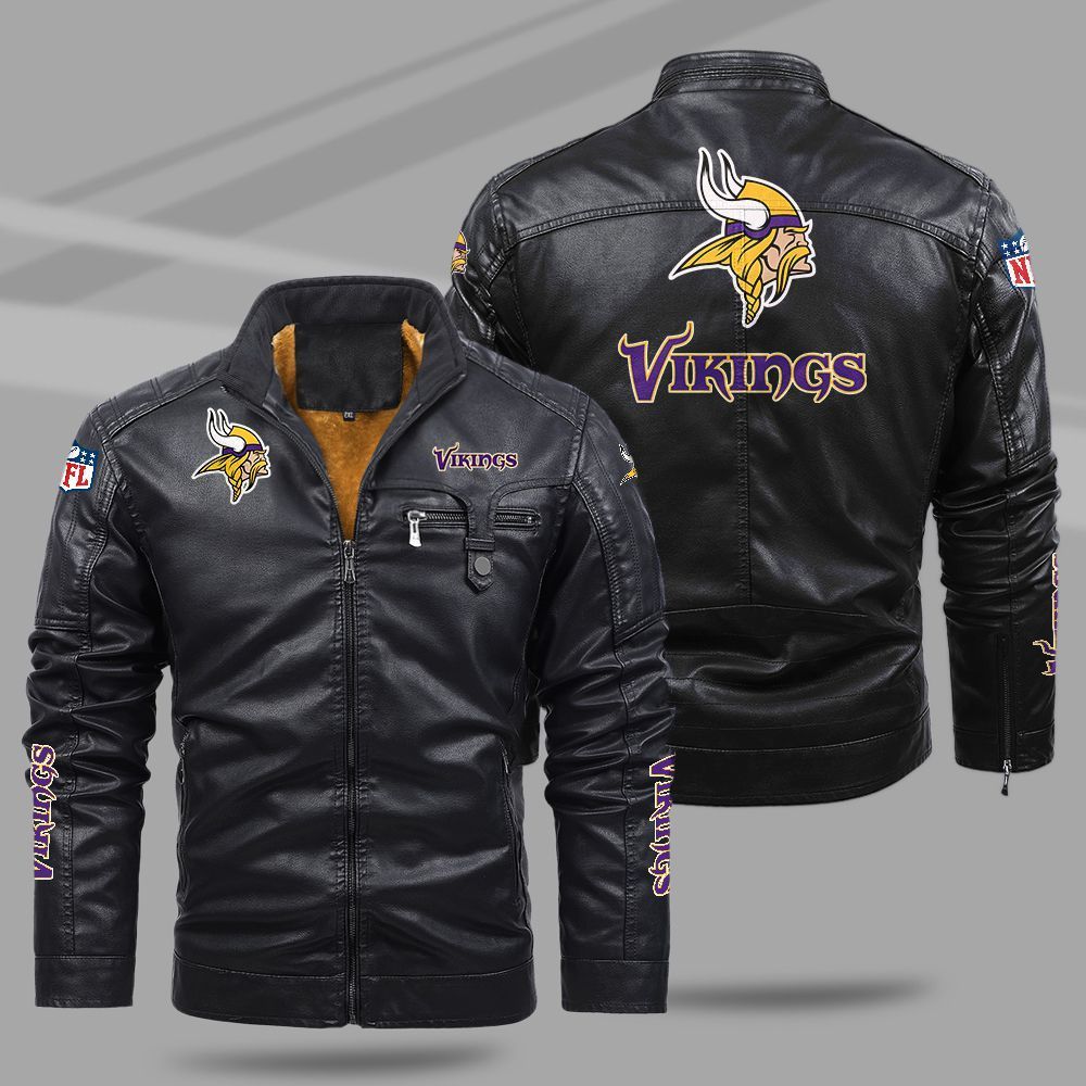 Minnesota Vikings NFL Teams Fleece Leather Jacket For All Season NH24