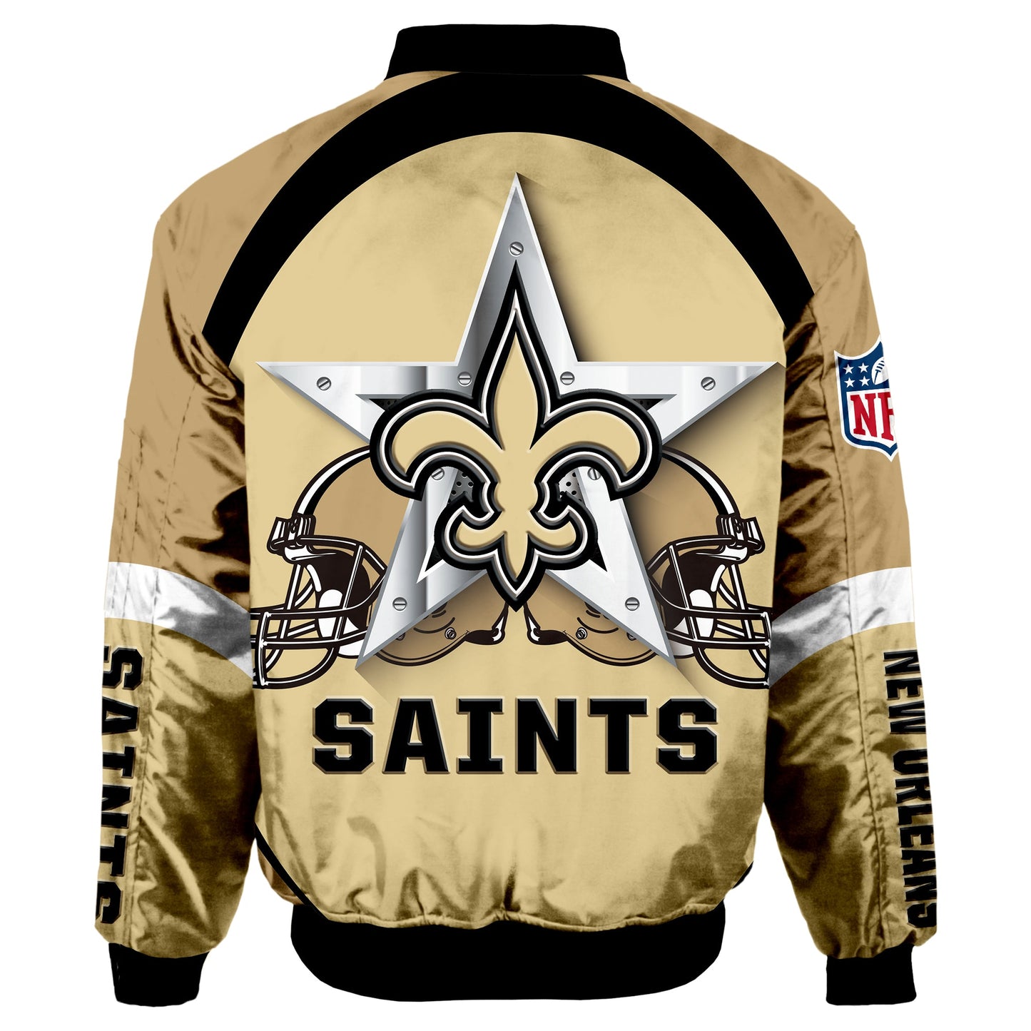 NFL New Orleans Saints Bomber Jacket Graphic Football Player Running NH24