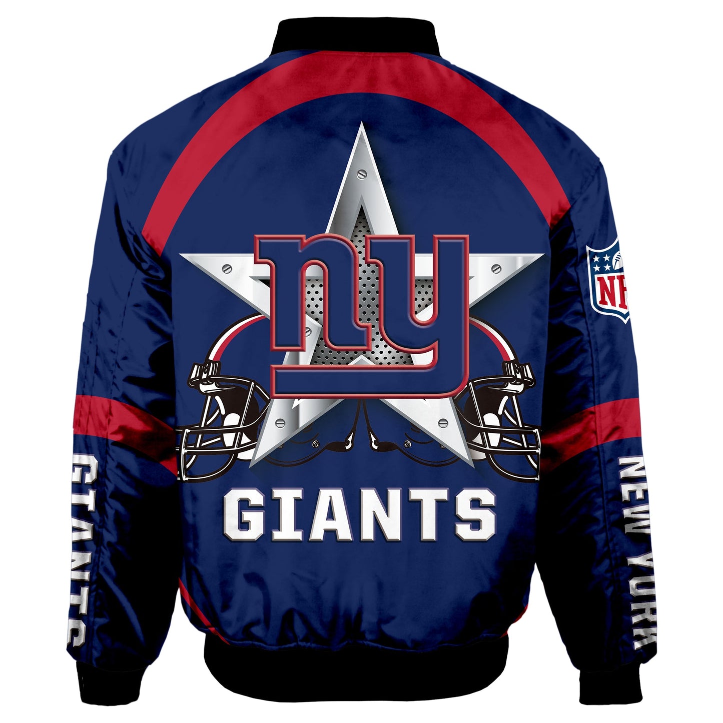 NFL New York Giants Bomber Jacket Graphic Football Player Running NH24
