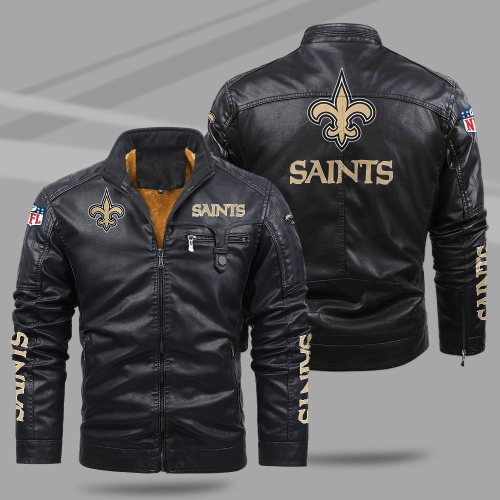 New Orleans Saints NFL Teams Fleece Leather Jacket For All Season NH24