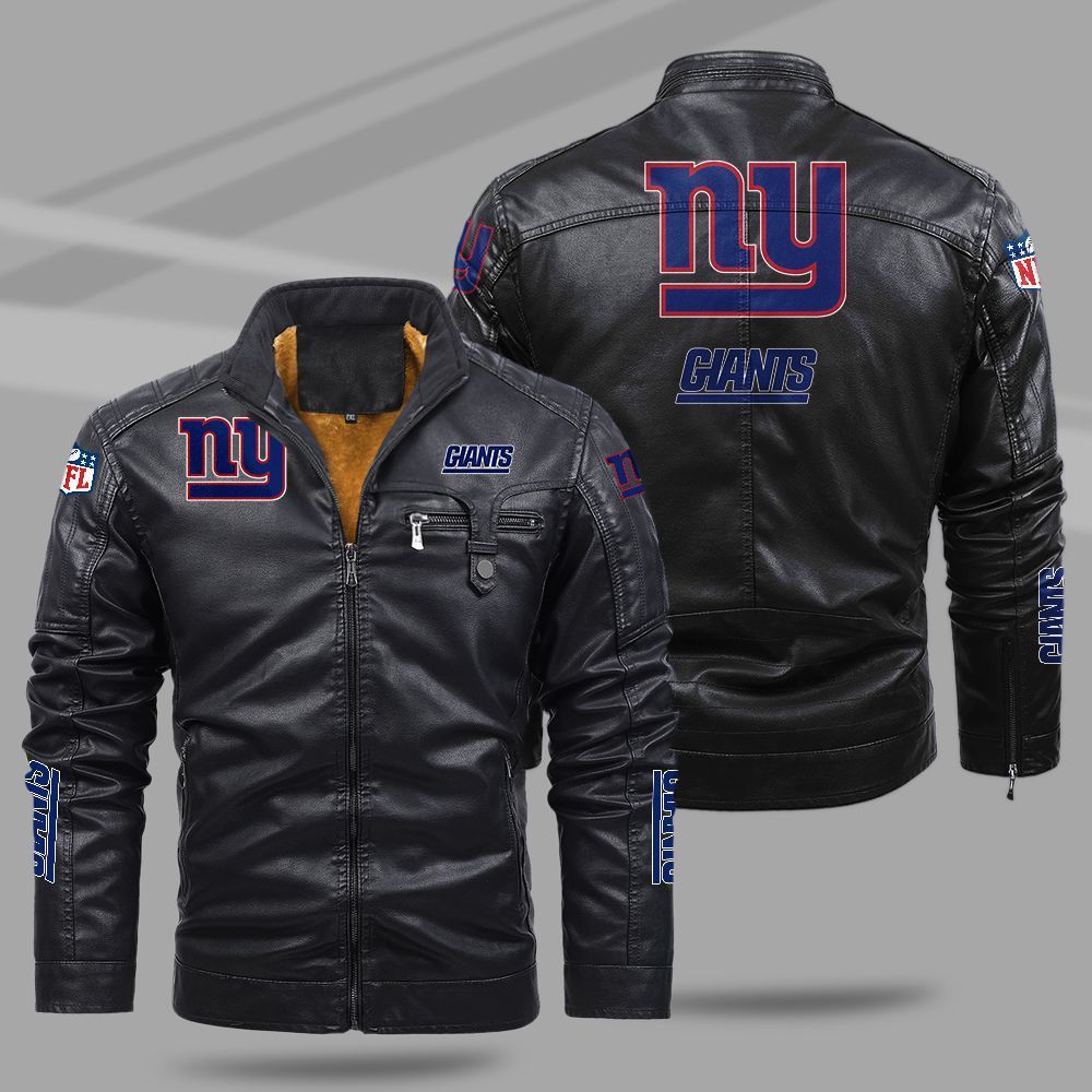 New York Giants NFL Teams Fleece Leather Jacket For All Season NH24