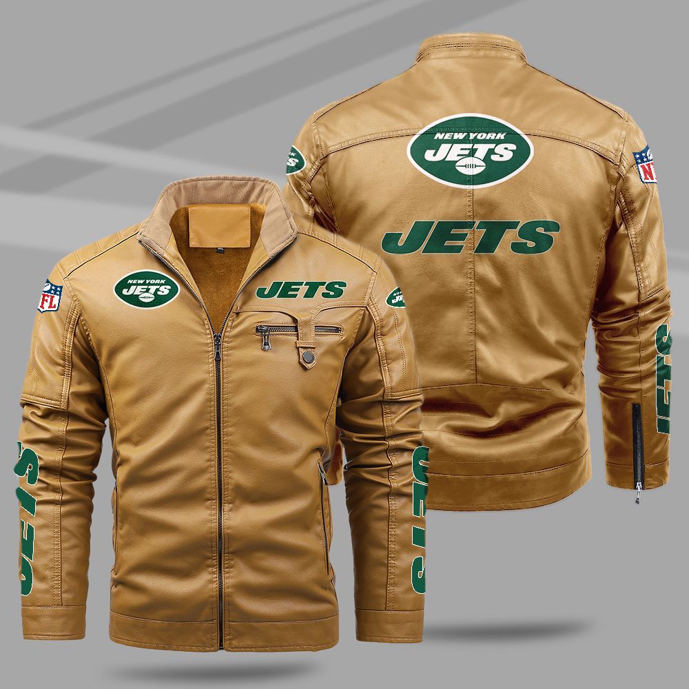 New York Jets NFL Teams Fleece Leather Jacket For All Season NH24
