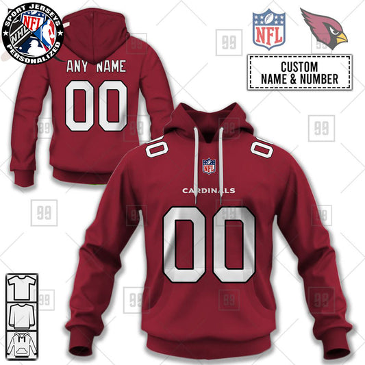 Personalized NFL Arizona Cardinals Home Jersey Style Hoodie NH24