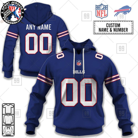 Personalized NFL Buffalo Bills Home Jersey Style Hoodie NH24