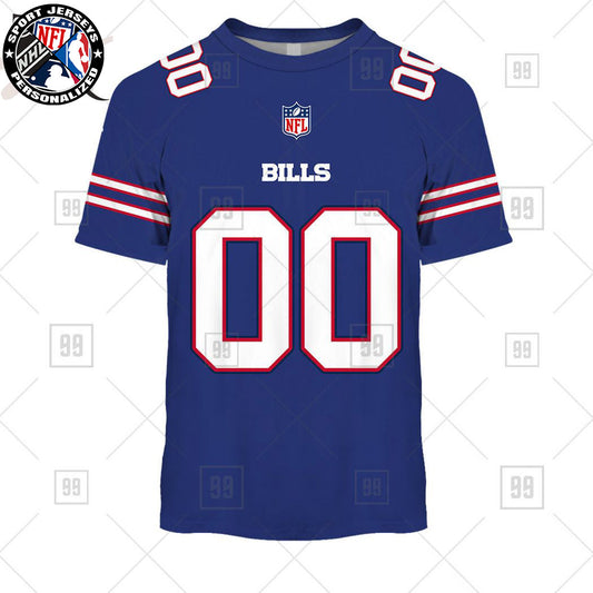 Personalized NFL Buffalo Bills Home Jersey Style T-shirt NH24