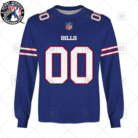 Personalized NFL Buffalo Bills Home Jersey Style Sweatshirt NH24