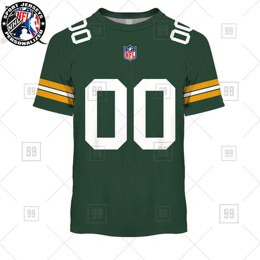 Personalized NFL Green Bay Packers Home Jersey Style T-shirt NH24