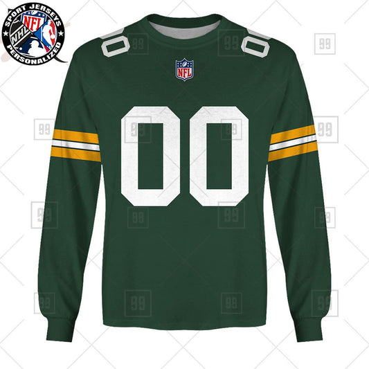 Personalized NFL Green Bay Packers Home Jersey Style Sweatshirt NH24