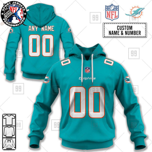 Personalized NFL Miami Dolphins Home Jersey Style Hoodie NH24