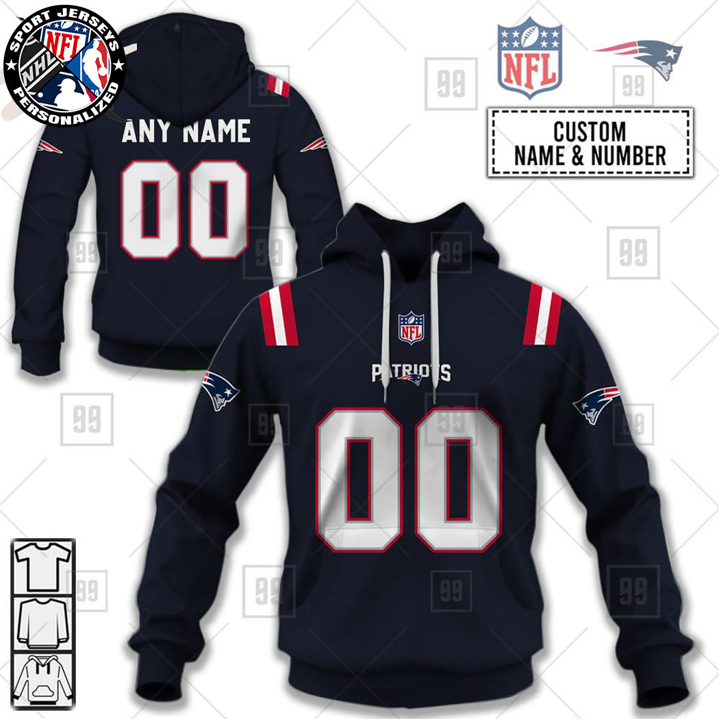 Personalized NFL New England Patriots Home Jersey Style Hoodie NH24