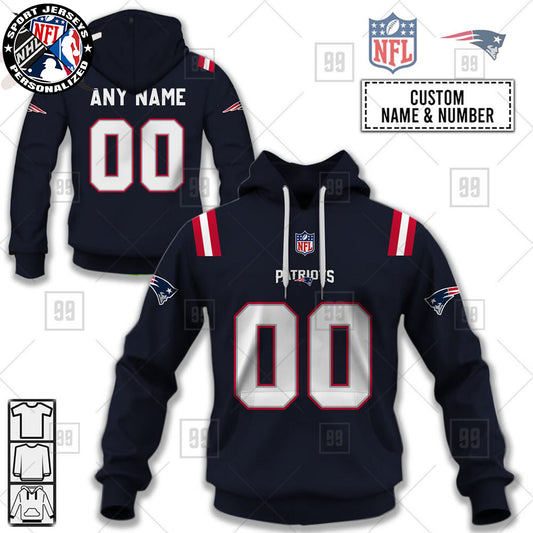 Personalized NFL New England Patriots Home Jersey Style Hoodie NH24