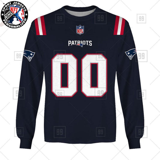 Personalized NFL New England Patriots Home Jersey Style Sweatshirt NH24