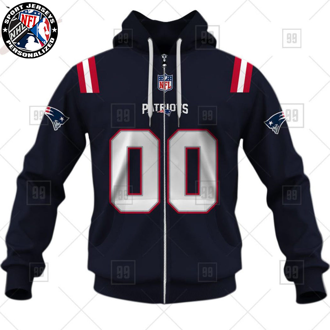 Personalized NFL New England Patriots Home Jersey Style Hoodie NH24