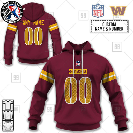 Personalized NFL Washington Commanders Home Jersey Style Hoodie NH24