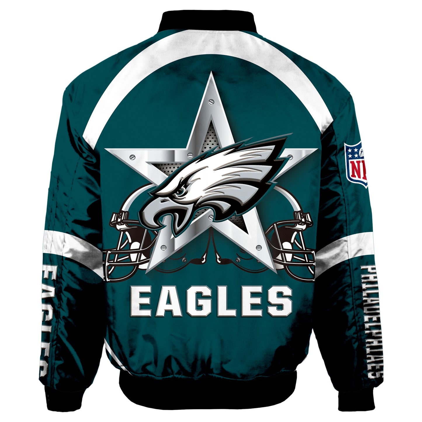 NFL Philadelphia Eagles Bomber Jacket Graphic Football Player Running NH24