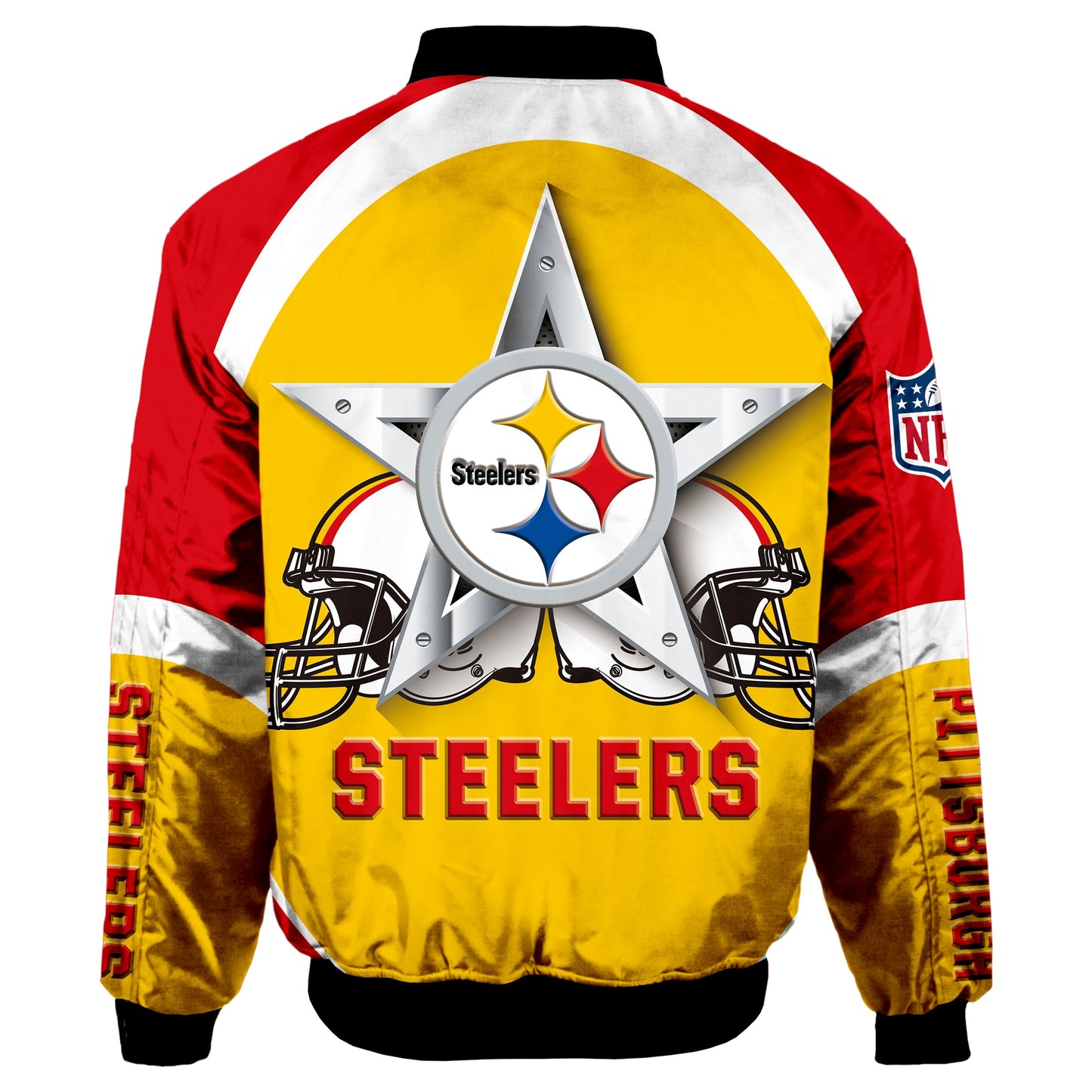 NFL Pittsburgh Steelers Bomber Jacket Graphic Football Player Running NH24