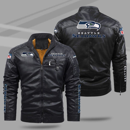 Seattle Seahawks NFL Teams Fleece Leather Jacket For All Season NH24