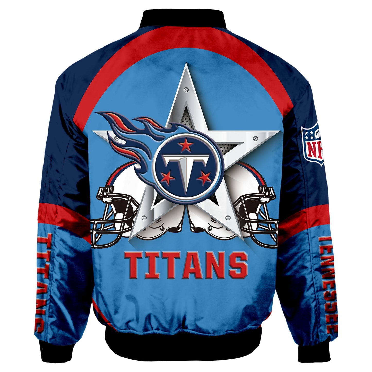 NFL Tennessee Titans Bomber Jacket Graphic Football Player Running NH24